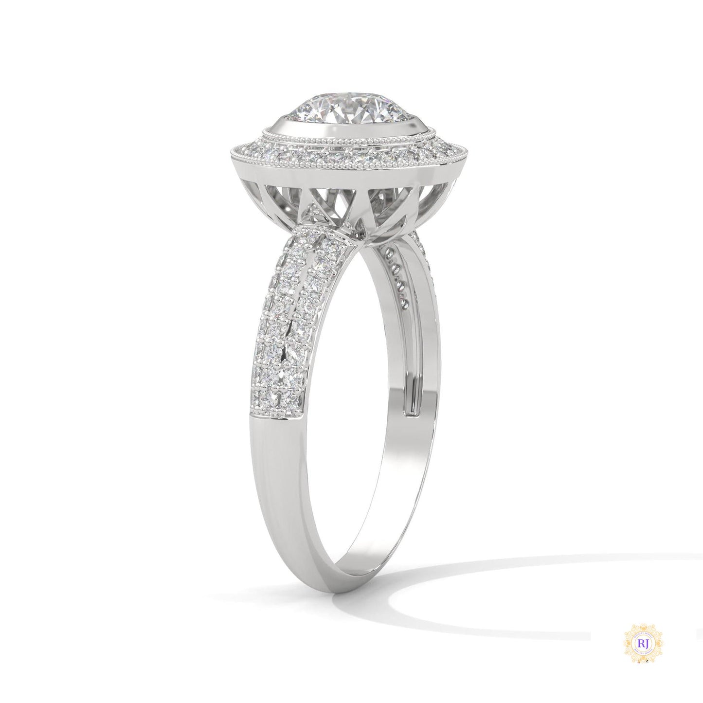 1.50 Ct. Double Halo Lab Diamond Engagement Ring