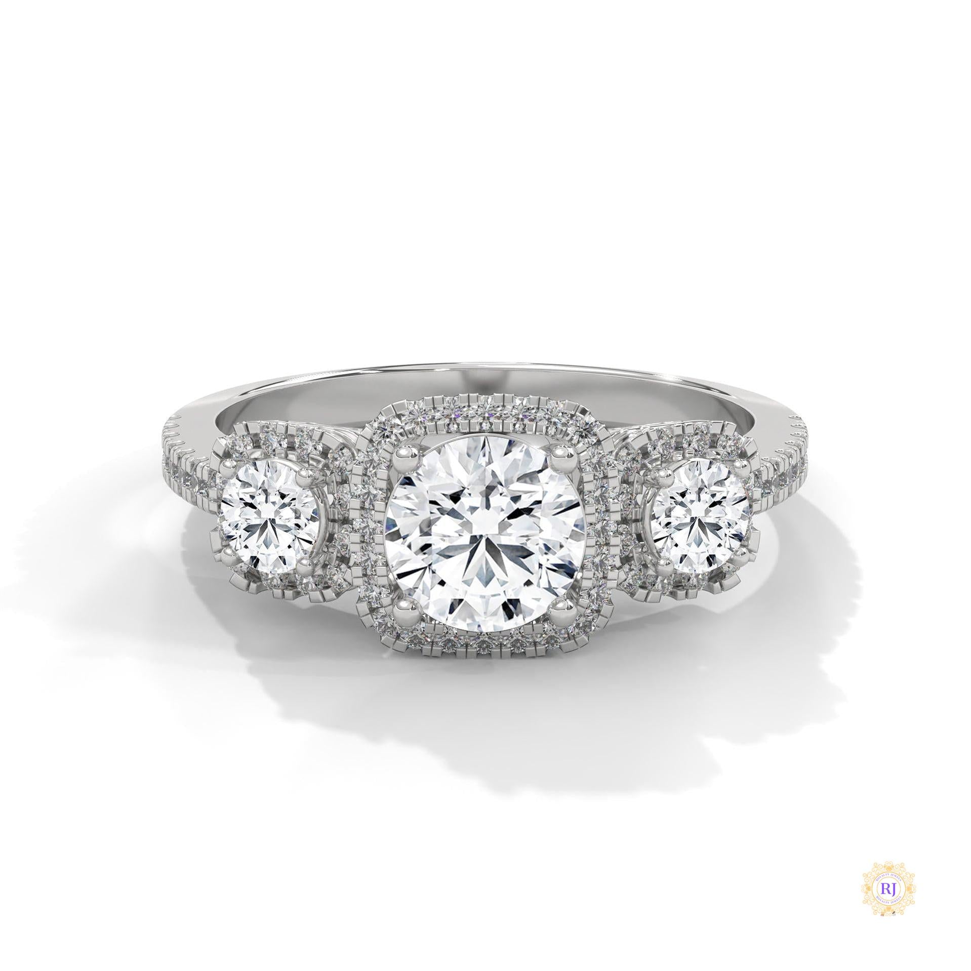 1.55 Ct. 3-Stone Round Lab Diamond Ring