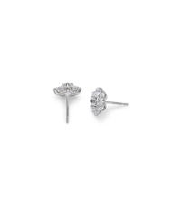 Luxury 14K Gold Diamond Cluster Stud Earrings with a floral-inspired design, featuring ethically sourced diamonds set in white gold with secure push-back closure.