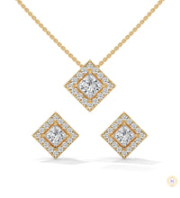 1.60 CT. Princess Halo Diamond Earrings