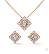 1.60 CT. Princess Halo Diamond Earrings