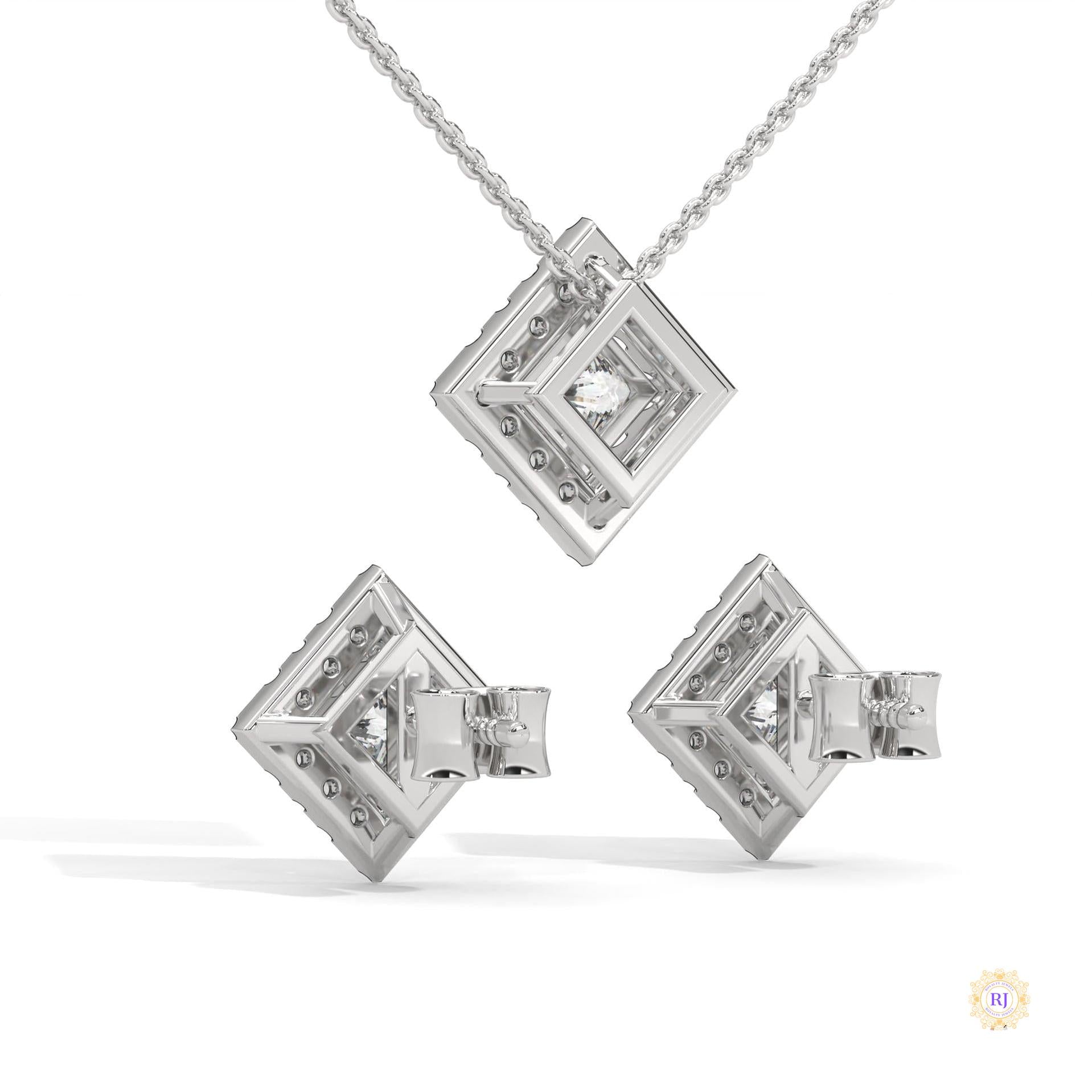 1.60 CT. Princess Halo Diamond Earrings