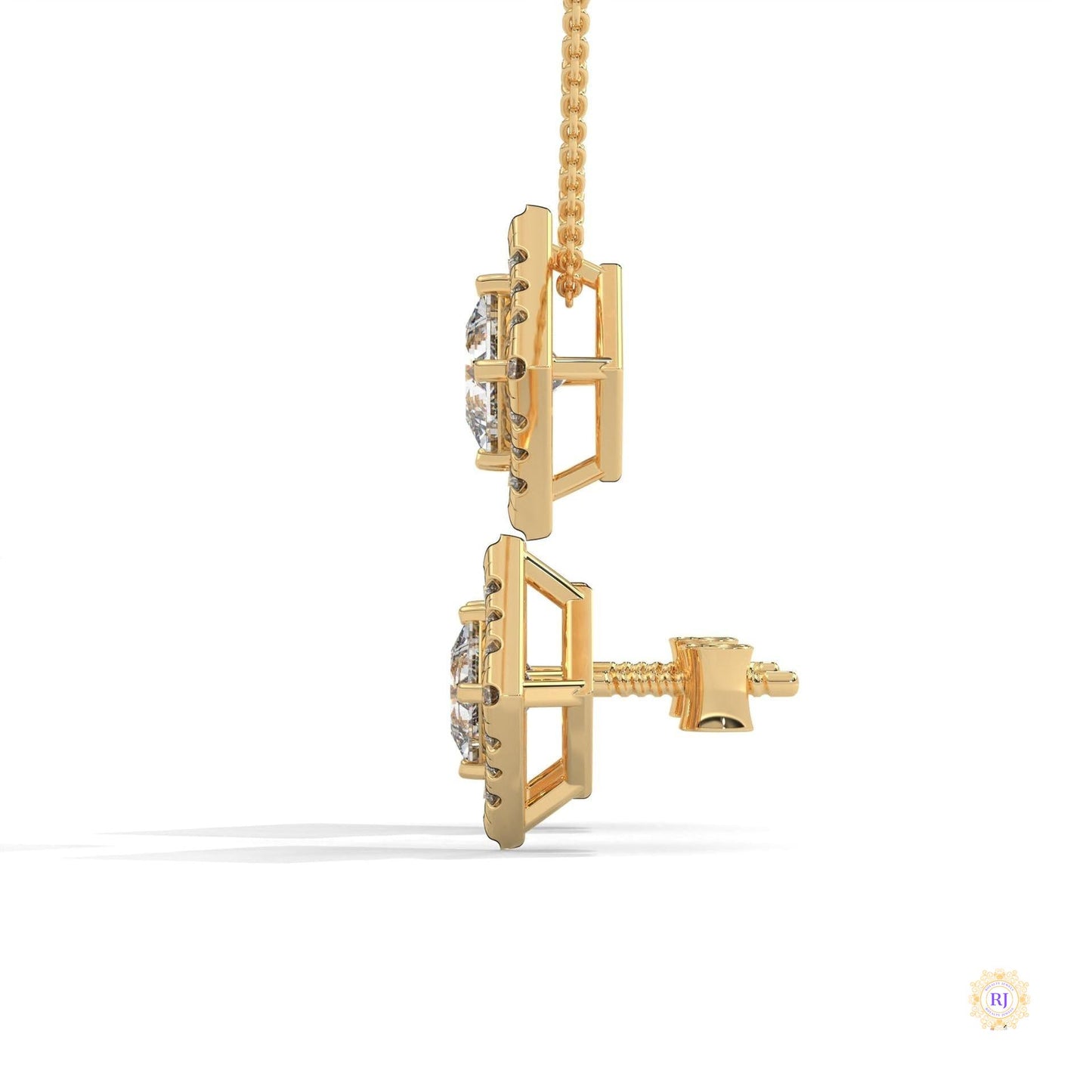 1.60 CT. Princess Halo Diamond Earrings