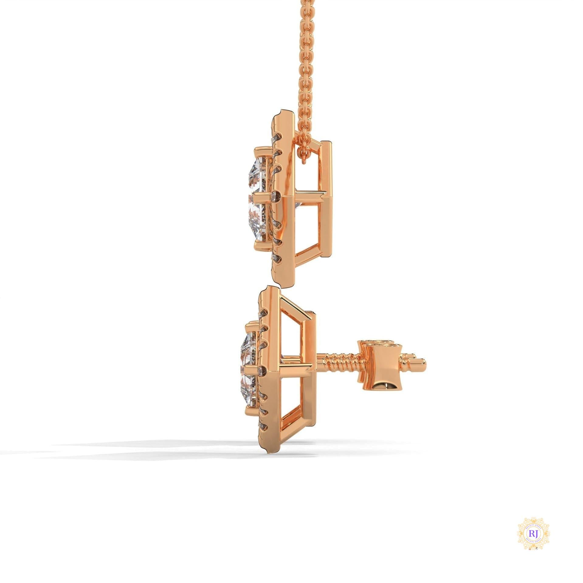 1.60 CT. Princess Halo Diamond Earrings