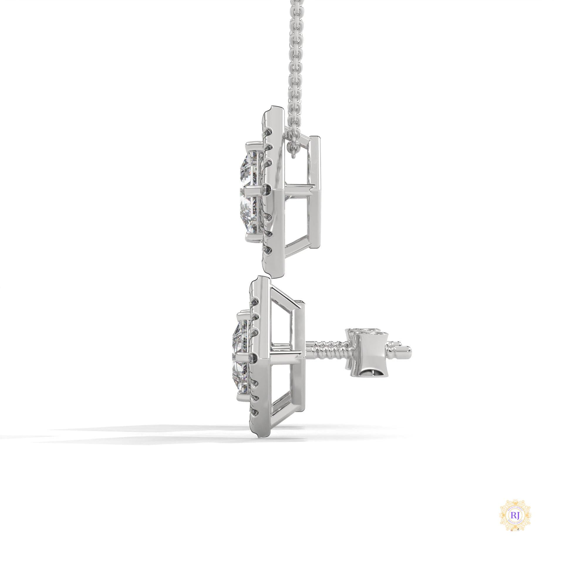 1.60 CT. Princess Halo Diamond Earrings