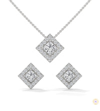 1.60 CT. Princess Halo Diamond Earrings