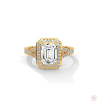 1.60 Ct. Emerald-Cut Halo Lab Diamond Engagement Ring