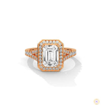 1.60 Ct. Emerald-Cut Halo Lab Diamond Engagement Ring