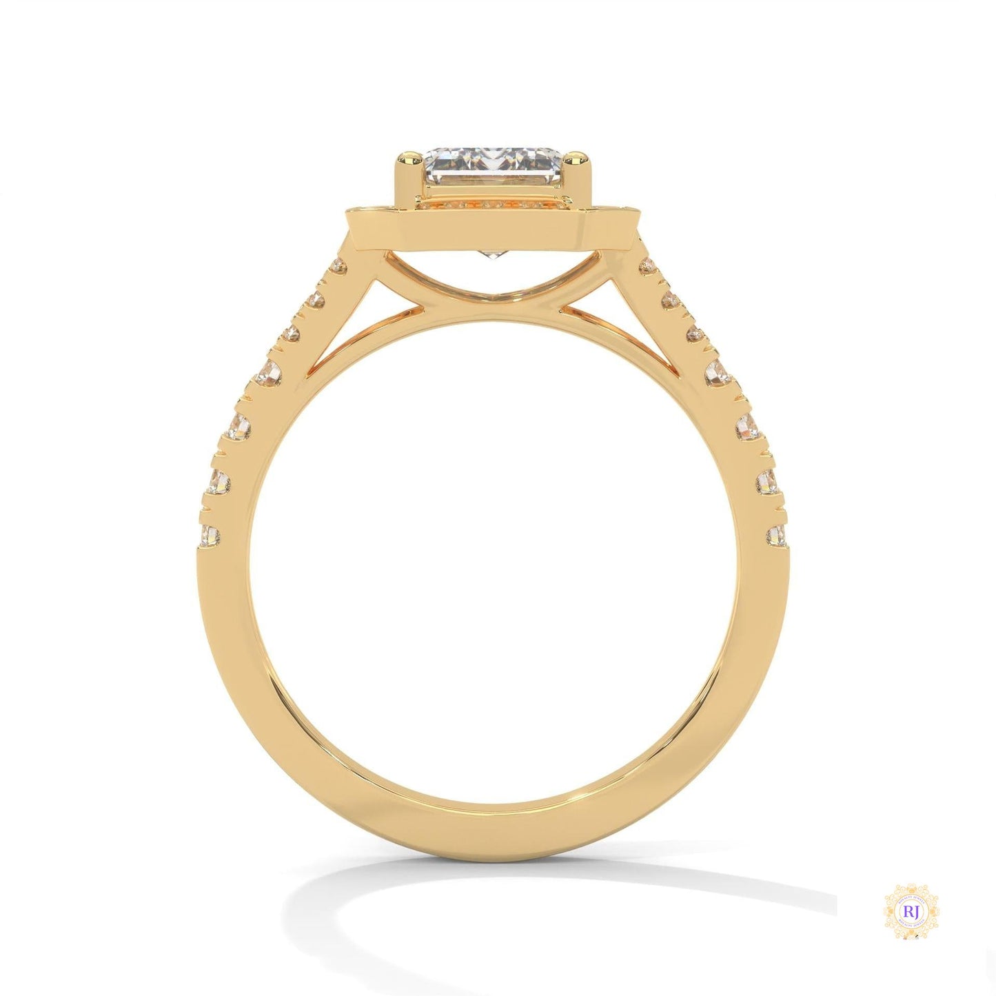 1.60 Ct. Emerald-Cut Halo Lab Diamond Engagement Ring