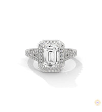 1.60 Ct. Emerald-Cut Halo Lab Diamond Engagement Ring