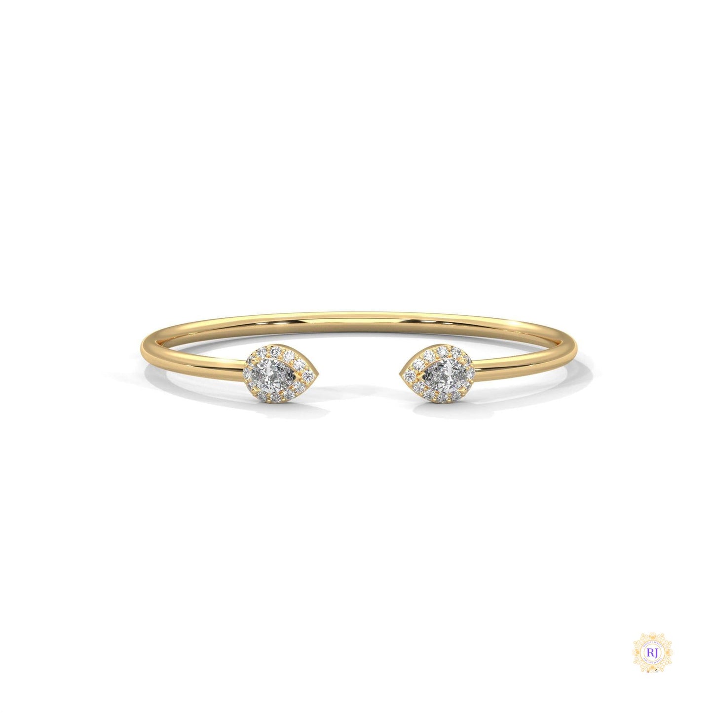 1.60 Ct. Open Bangle with Pear Lab Diamond Accents