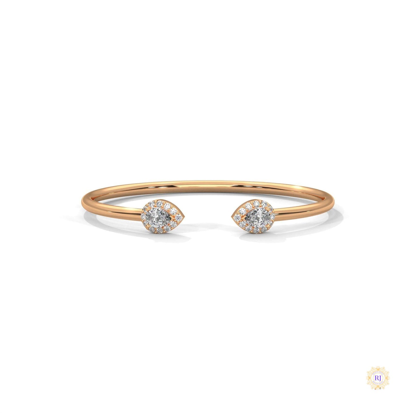 1.60 Ct. Open Bangle with Pear Lab Diamond Accents