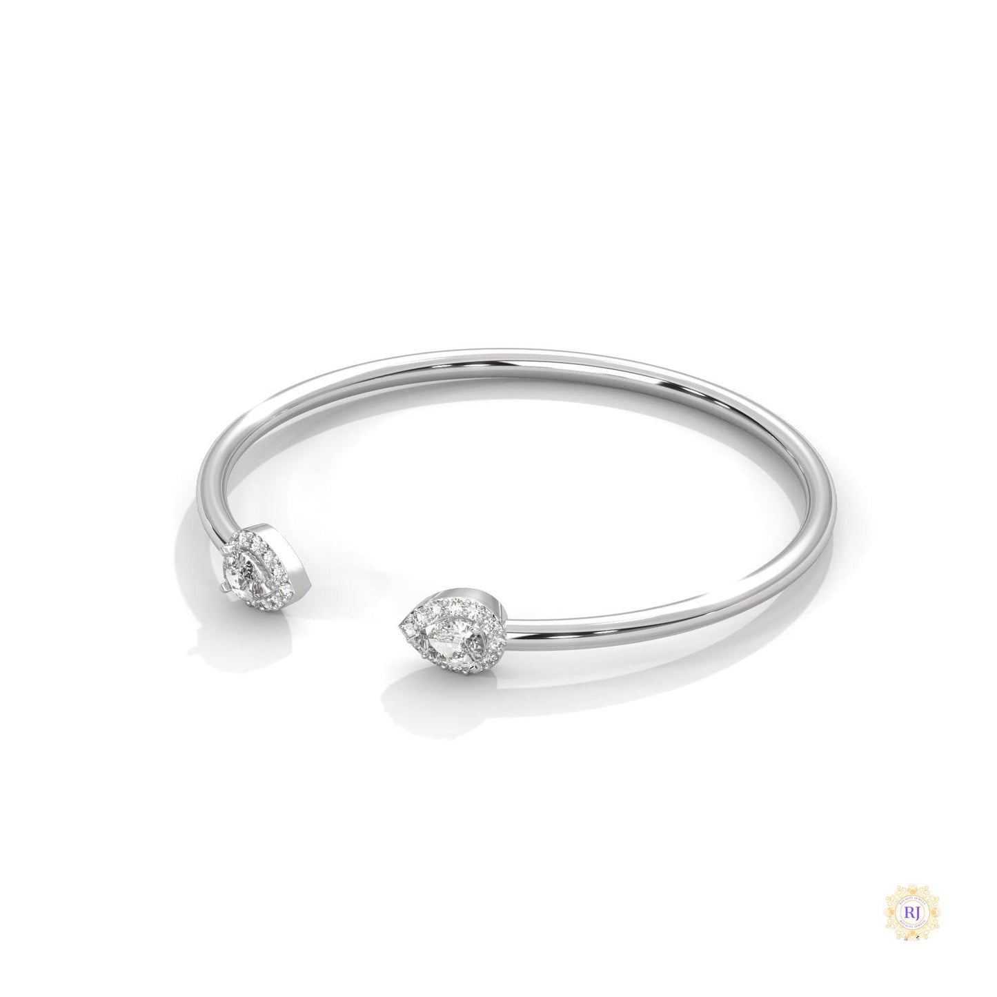1.60 Ct. Open Bangle with Pear Lab Diamond Accents