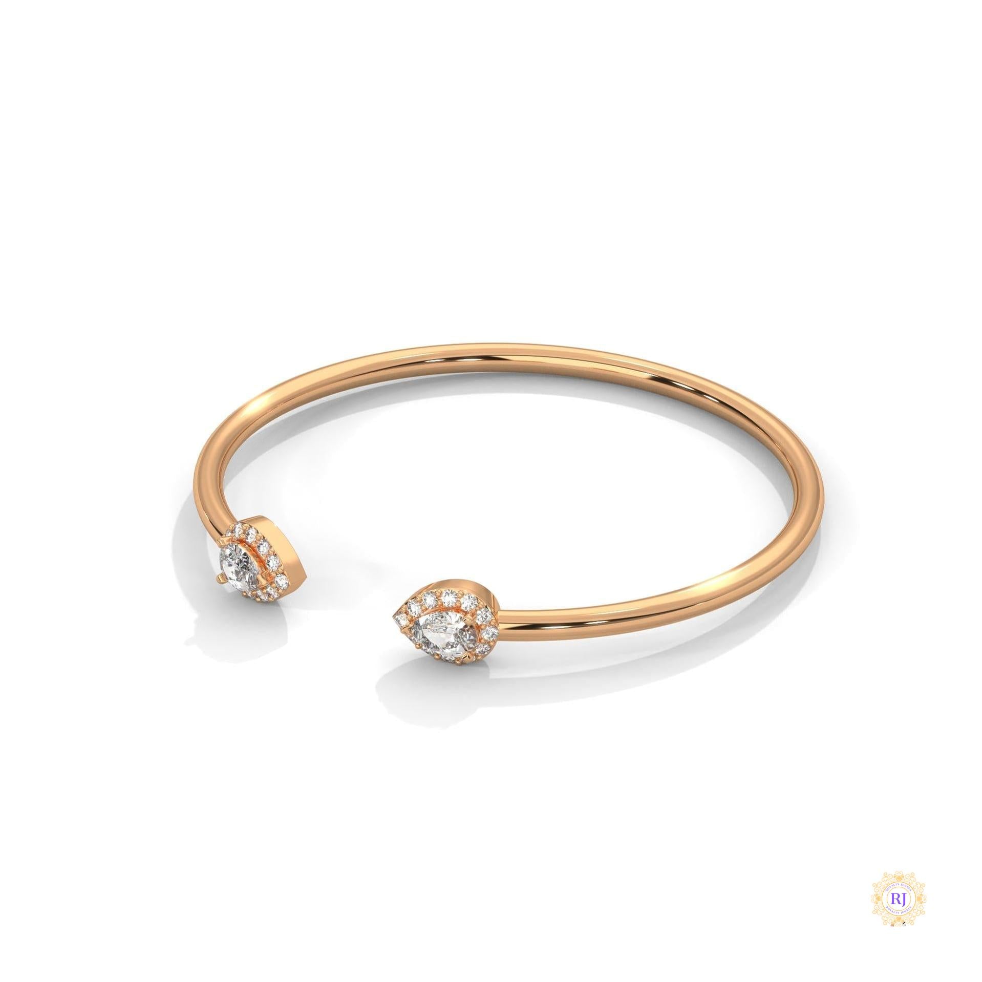 1.60 Ct. Open Bangle with Pear Lab Diamond Accents