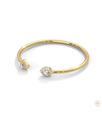 1.60 Ct. Open Bangle with Pear Lab Diamond Accents