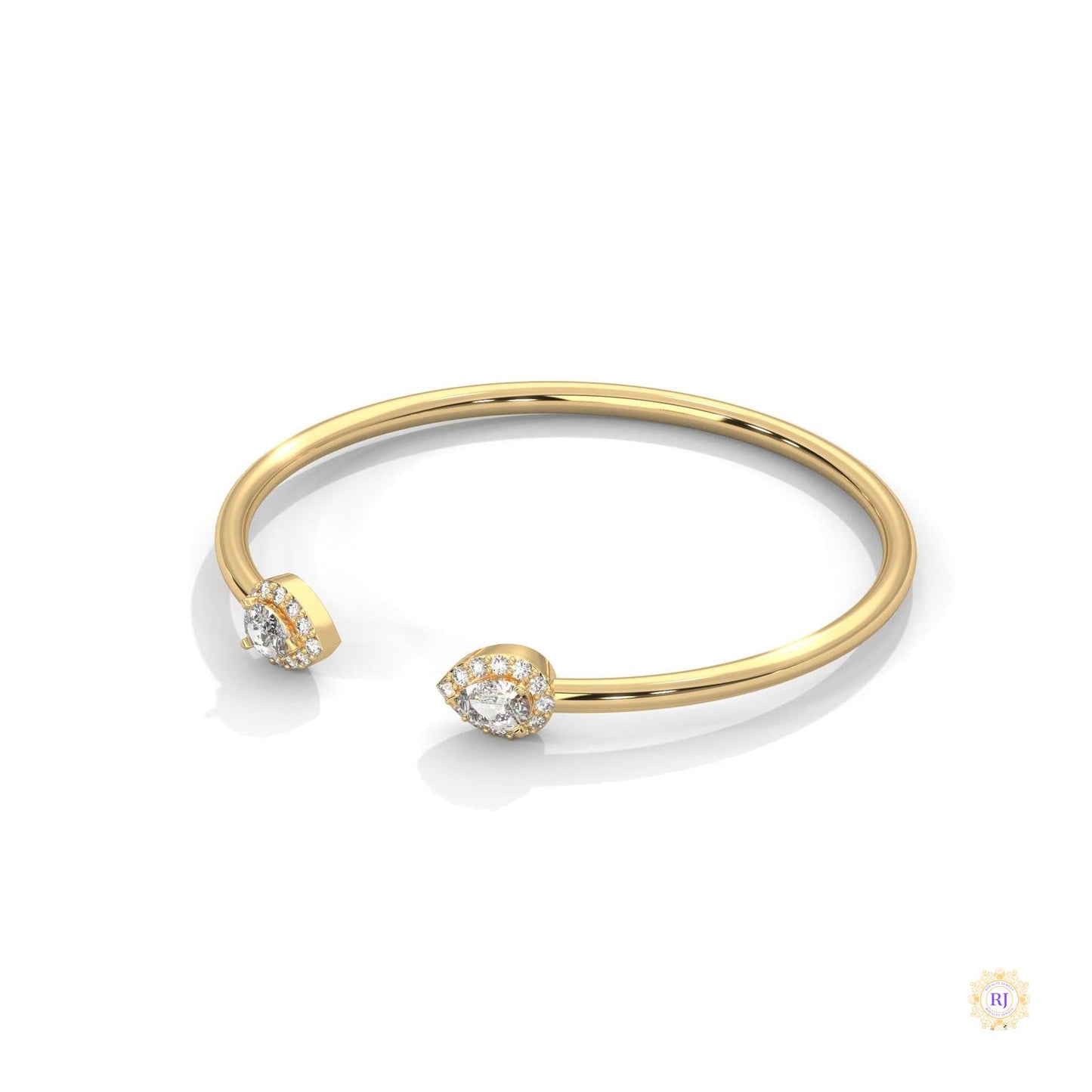 1.60 Ct. Open Bangle with Pear Lab Diamond Accents