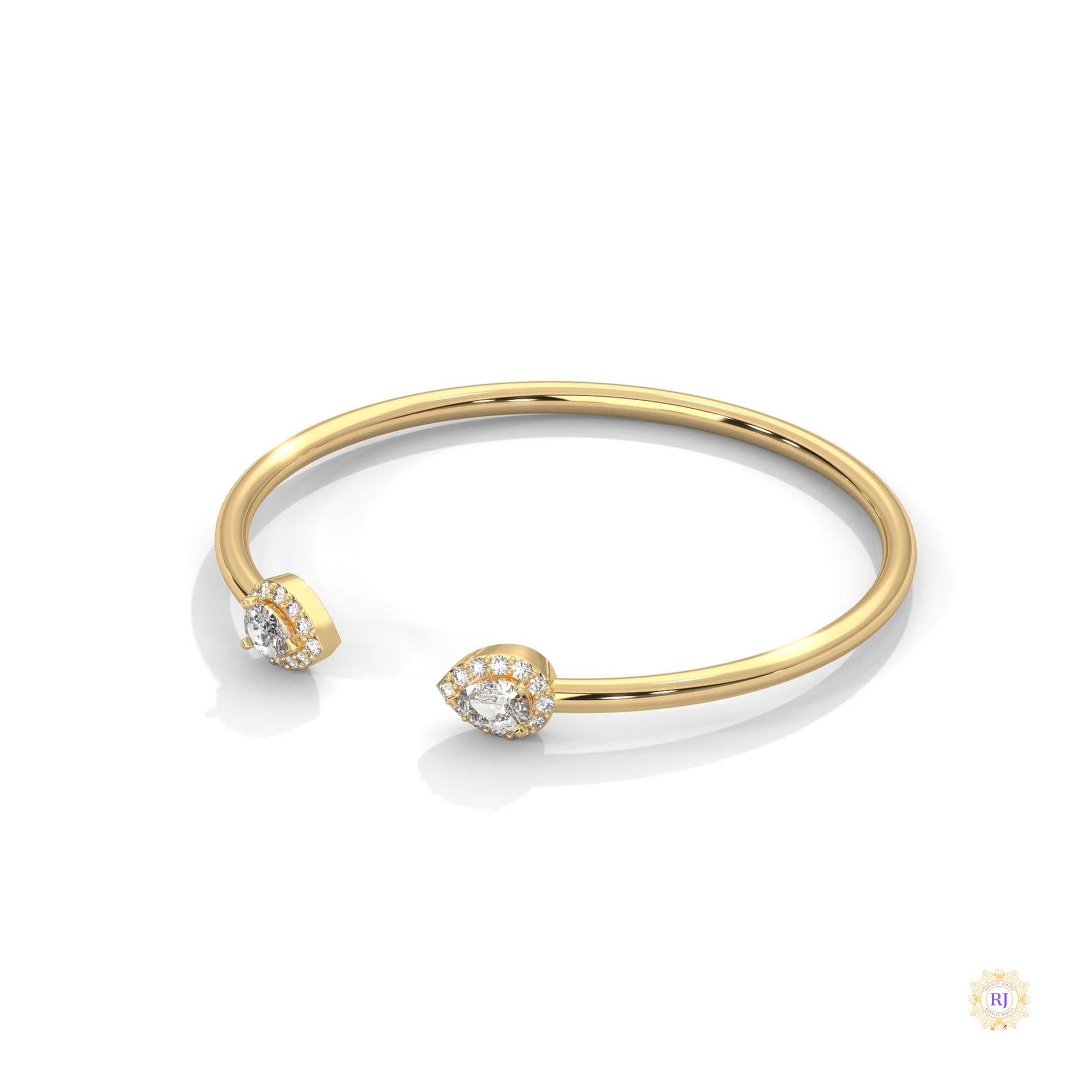 1.60 Ct. Open Bangle with Pear Lab Diamond Accents