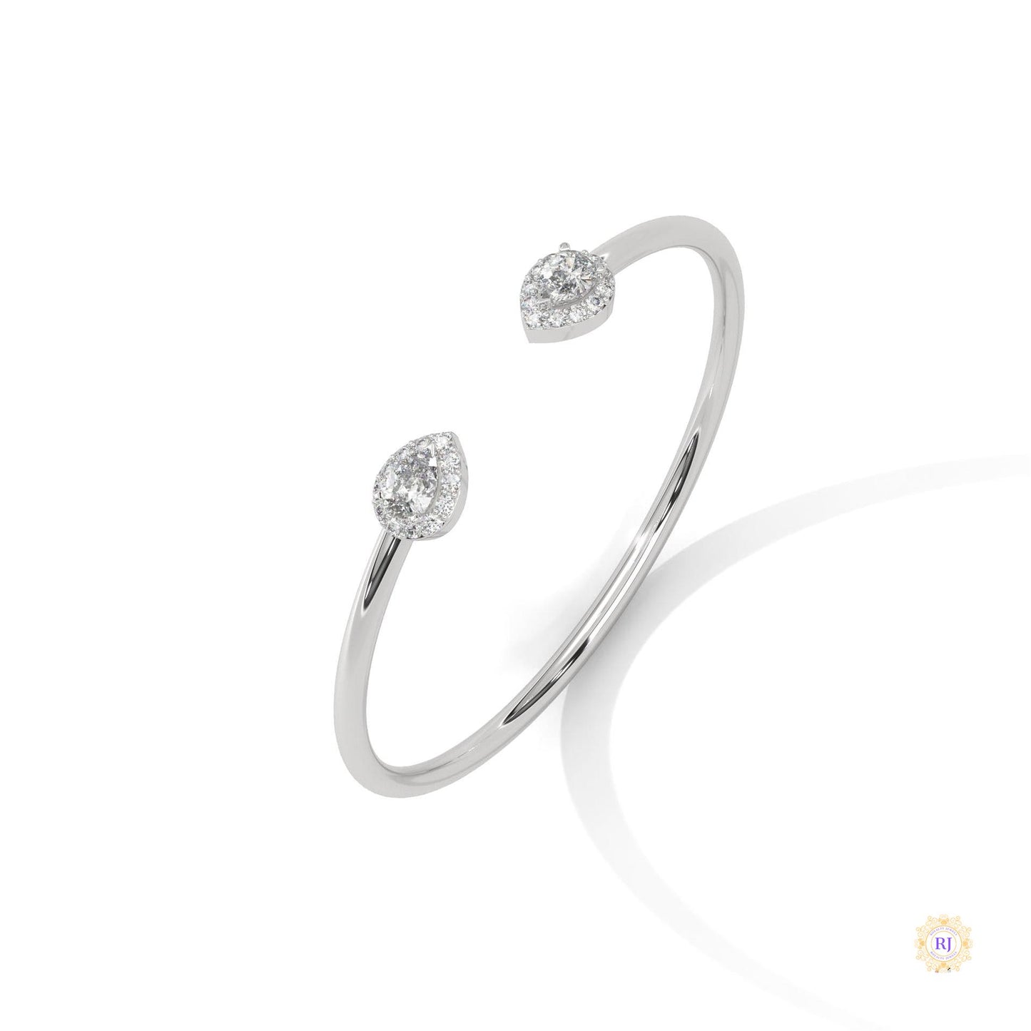 1.60 Ct. Open Bangle with Pear Lab Diamond Accents