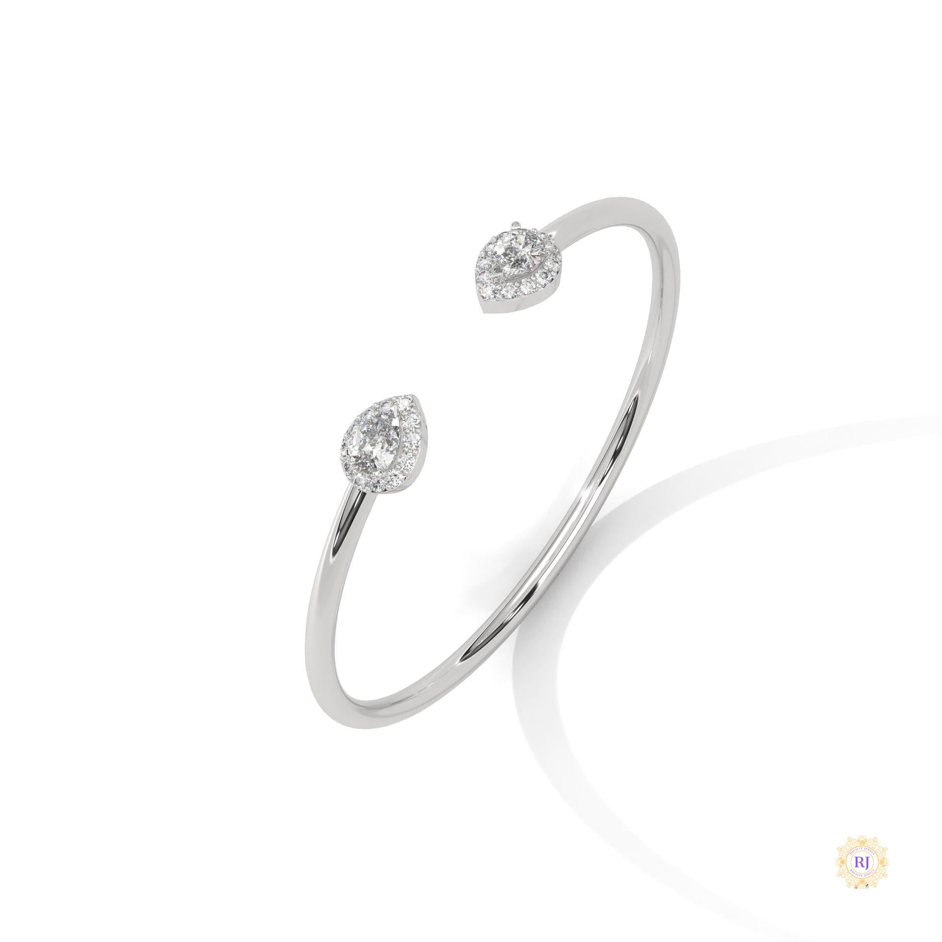 1.60 Ct. Open Bangle with Pear Lab Diamond Accents