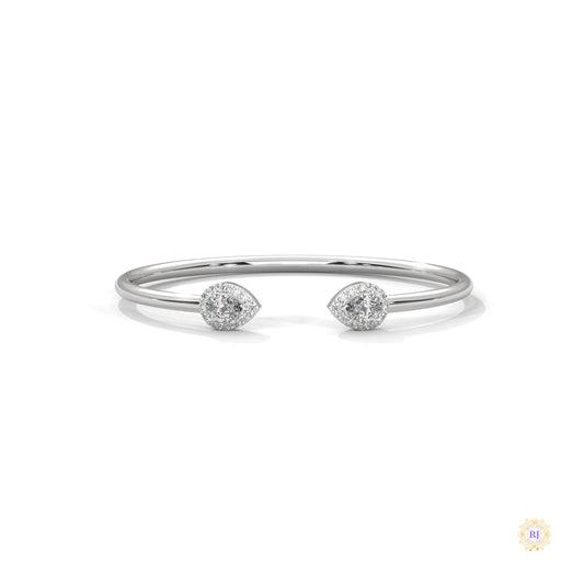 1.60 Ct. Open Bangle with Pear Lab Diamond Accents