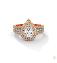 1.60 Ct. Pear Halo Lab Diamond Engagement Ring