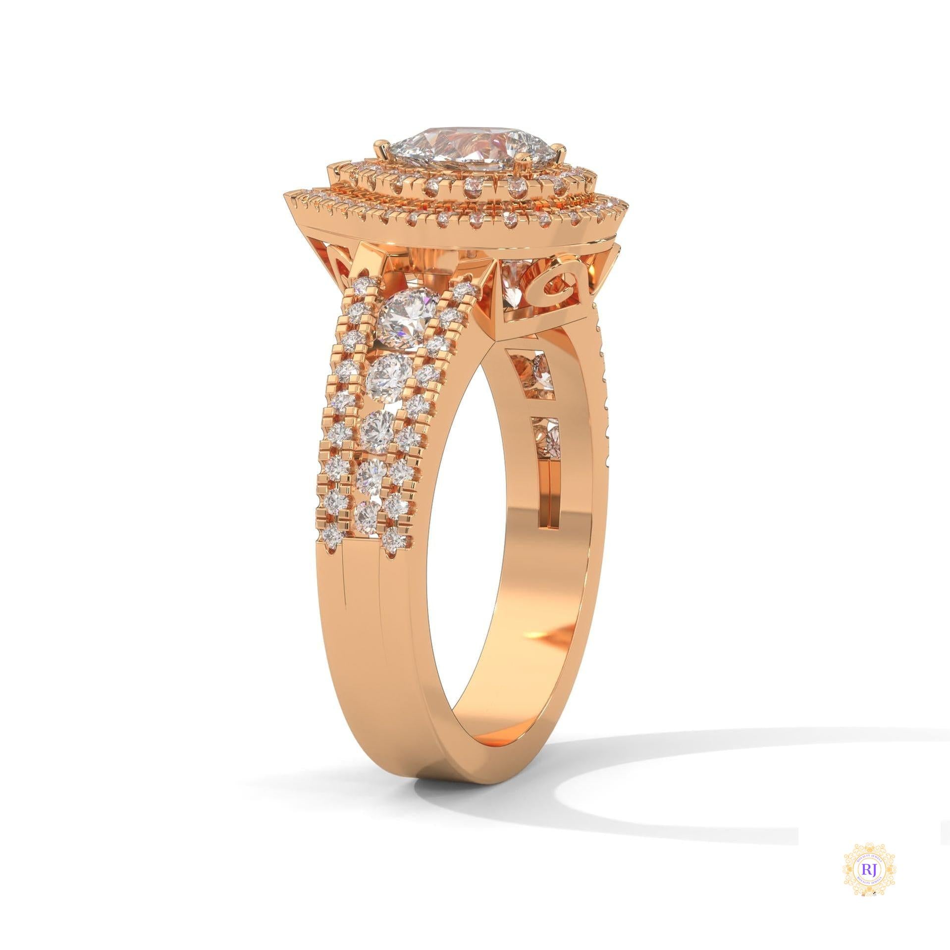 1.60 Ct. Pear Halo Lab Diamond Engagement Ring