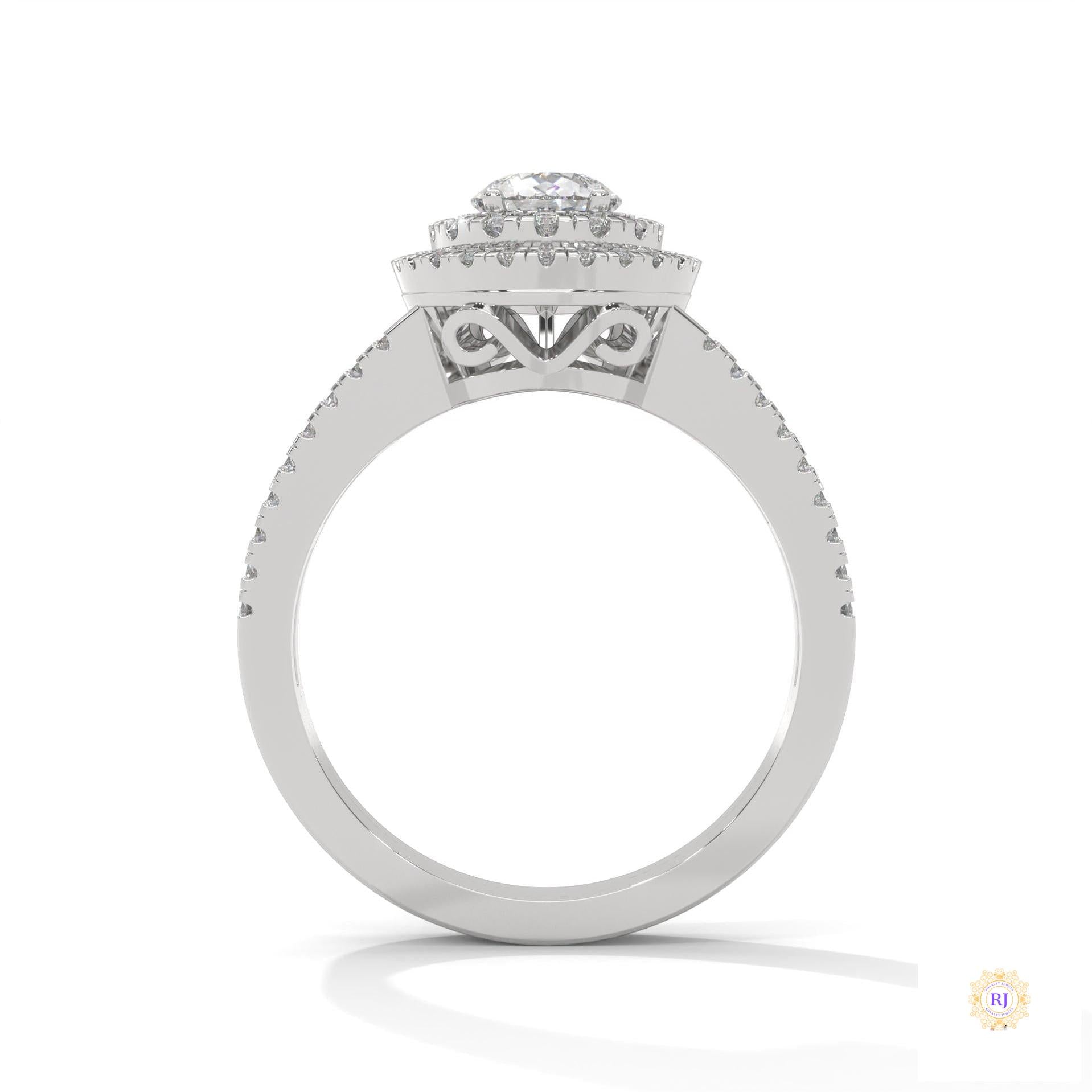 1.60 Ct. Pear Halo Lab Diamond Engagement Ring