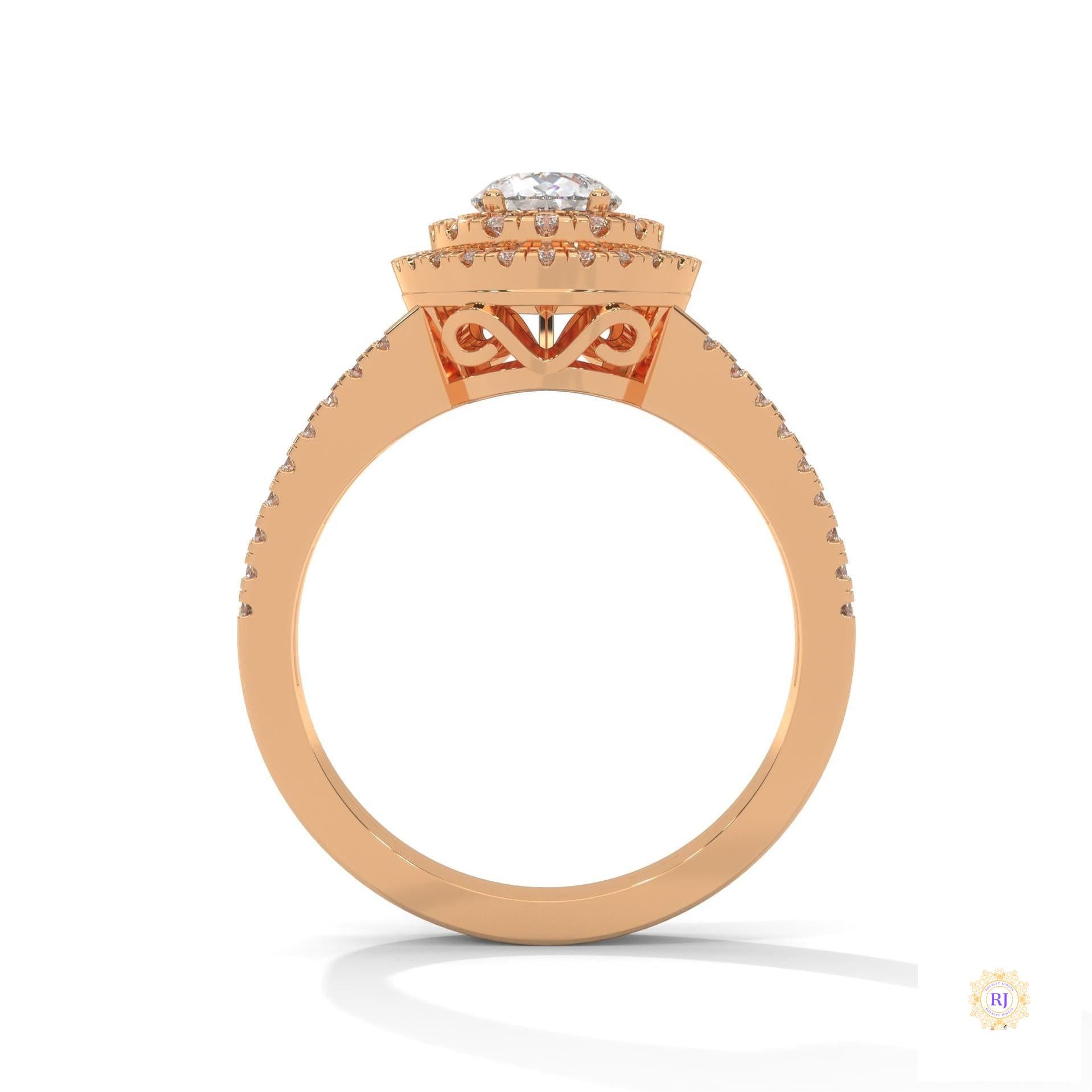 1.60 Ct. Pear Halo Lab Diamond Engagement Ring