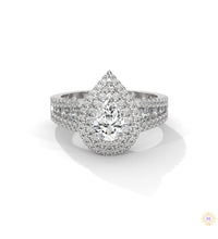 1.60 Ct. Pear Halo Lab Diamond Engagement Ring