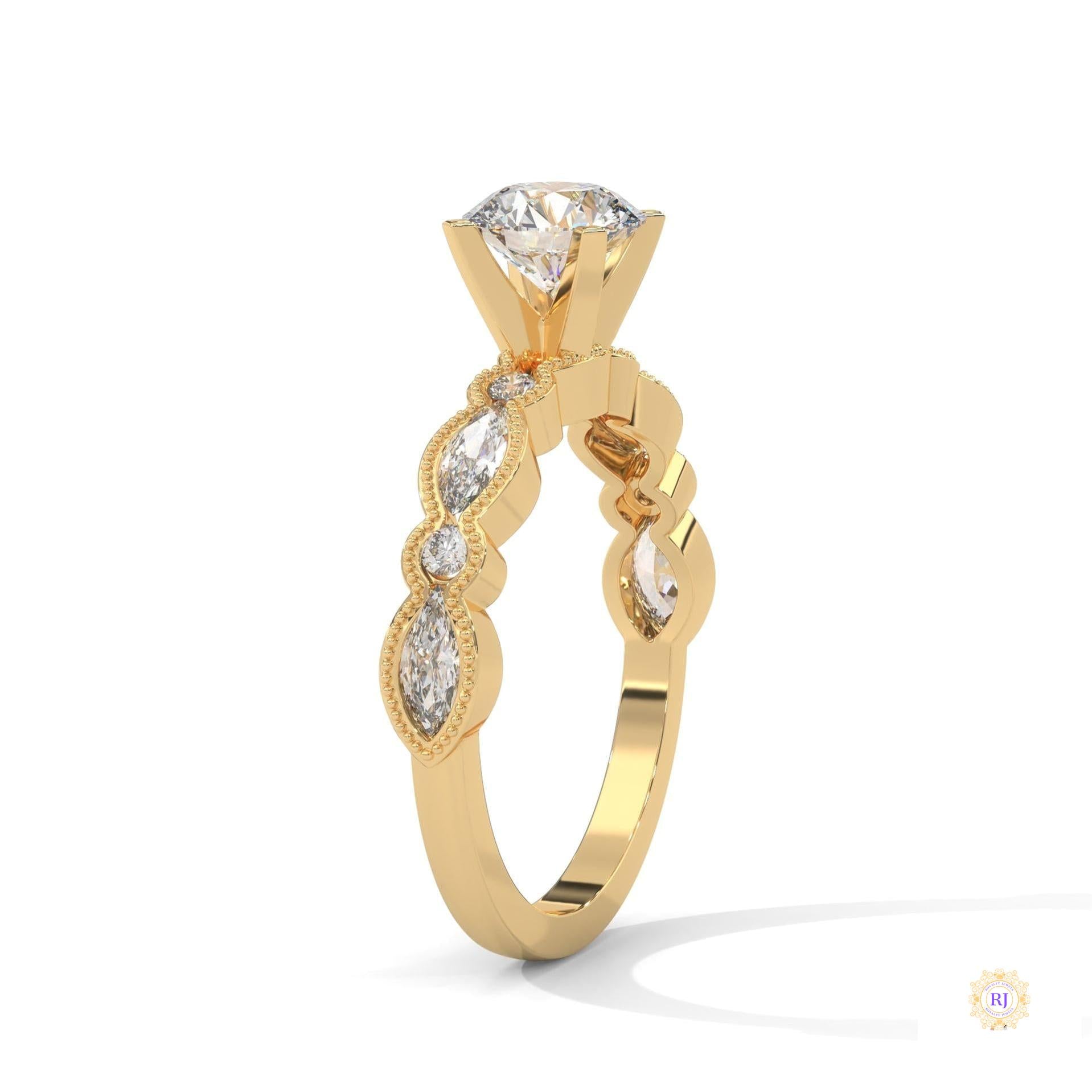 1.60 Ct. Round Lab Diamond Marquise Engagement Ring