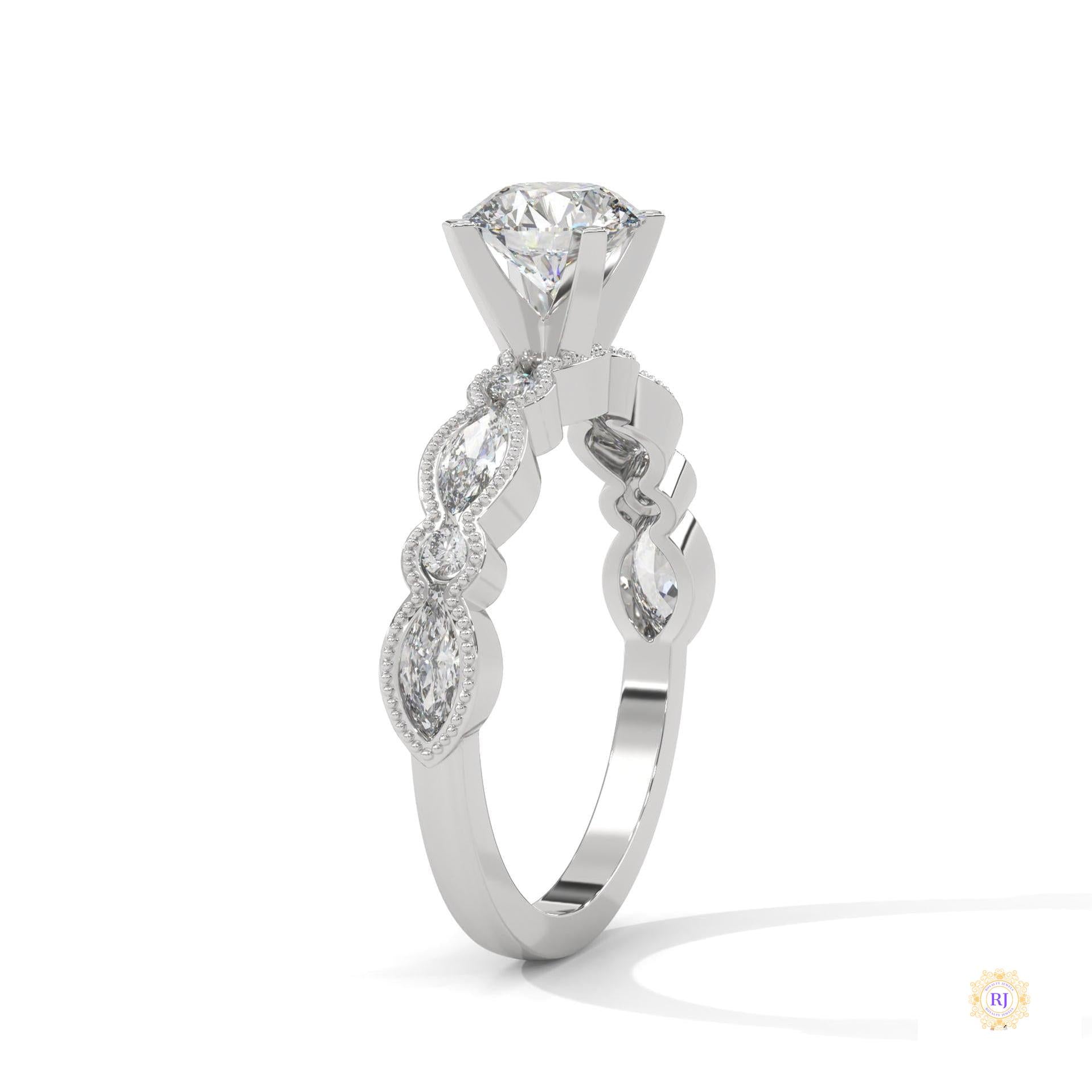 1.60 Ct. Round Lab Diamond Marquise Engagement Ring