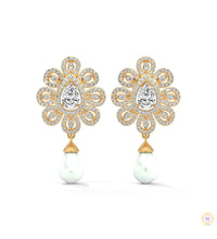 1.70 CT. Diamond & Pearl Teardrop Earrings