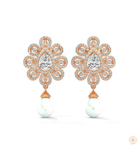 1.70 CT. Diamond & Pearl Teardrop Earrings