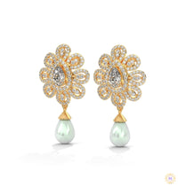 1.70 CT. Diamond & Pearl Teardrop Earrings