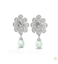 1.70 CT. Diamond & Pearl Teardrop Earrings