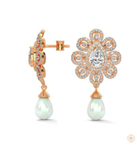 1.70 CT. Diamond & Pearl Teardrop Earrings