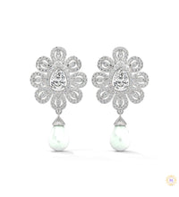 1.70 CT. Diamond & Pearl Teardrop Earrings