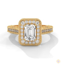 1.70 Ct. Emerald-Cut Halo Lab Diamond Ring