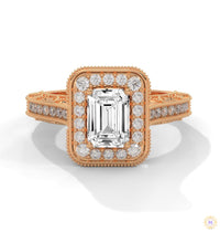 1.70 Ct. Emerald-Cut Halo Lab Diamond Ring