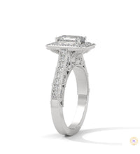 1.70 Ct. Emerald-Cut Halo Lab Diamond Ring