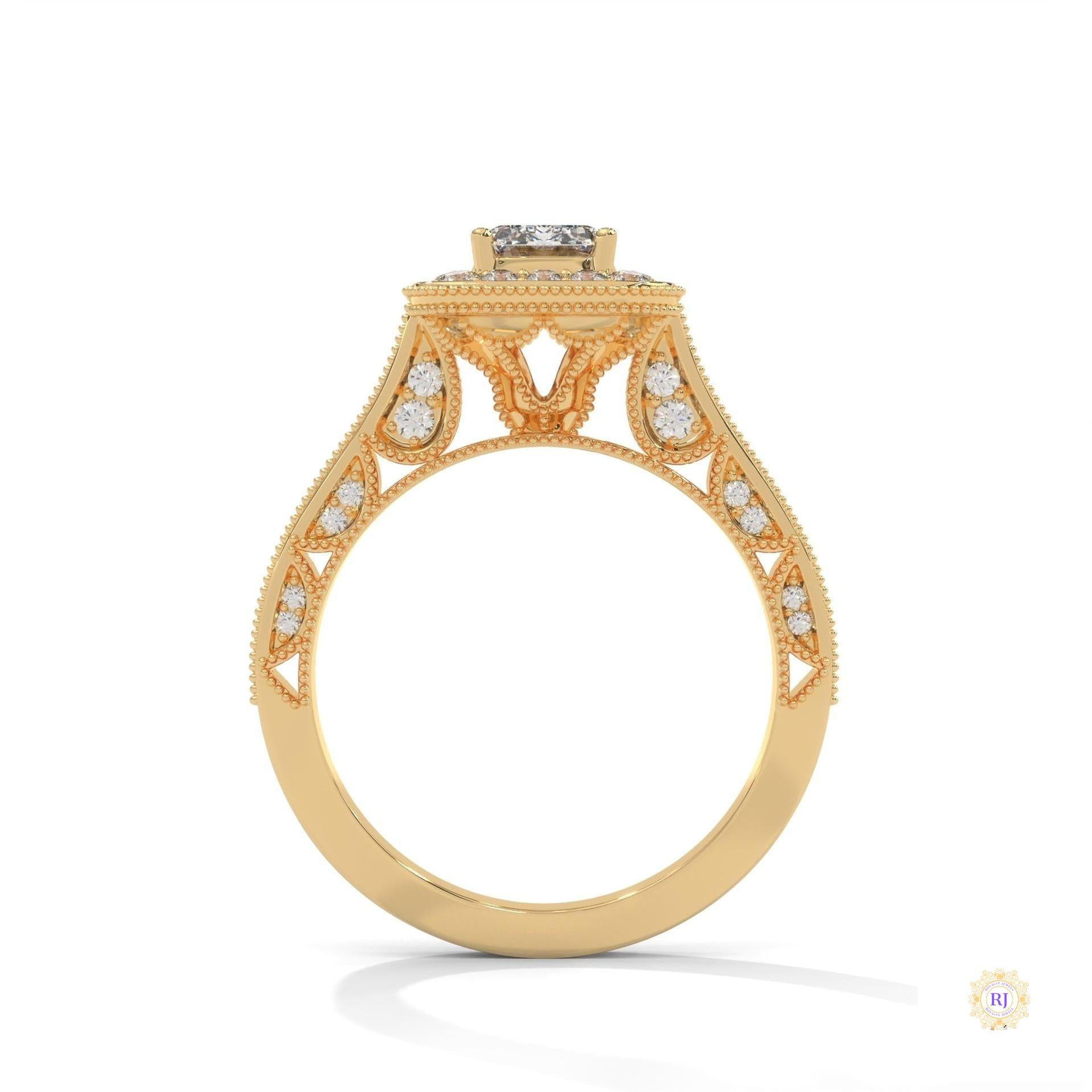 1.70 Ct. Emerald-Cut Halo Lab Diamond Ring