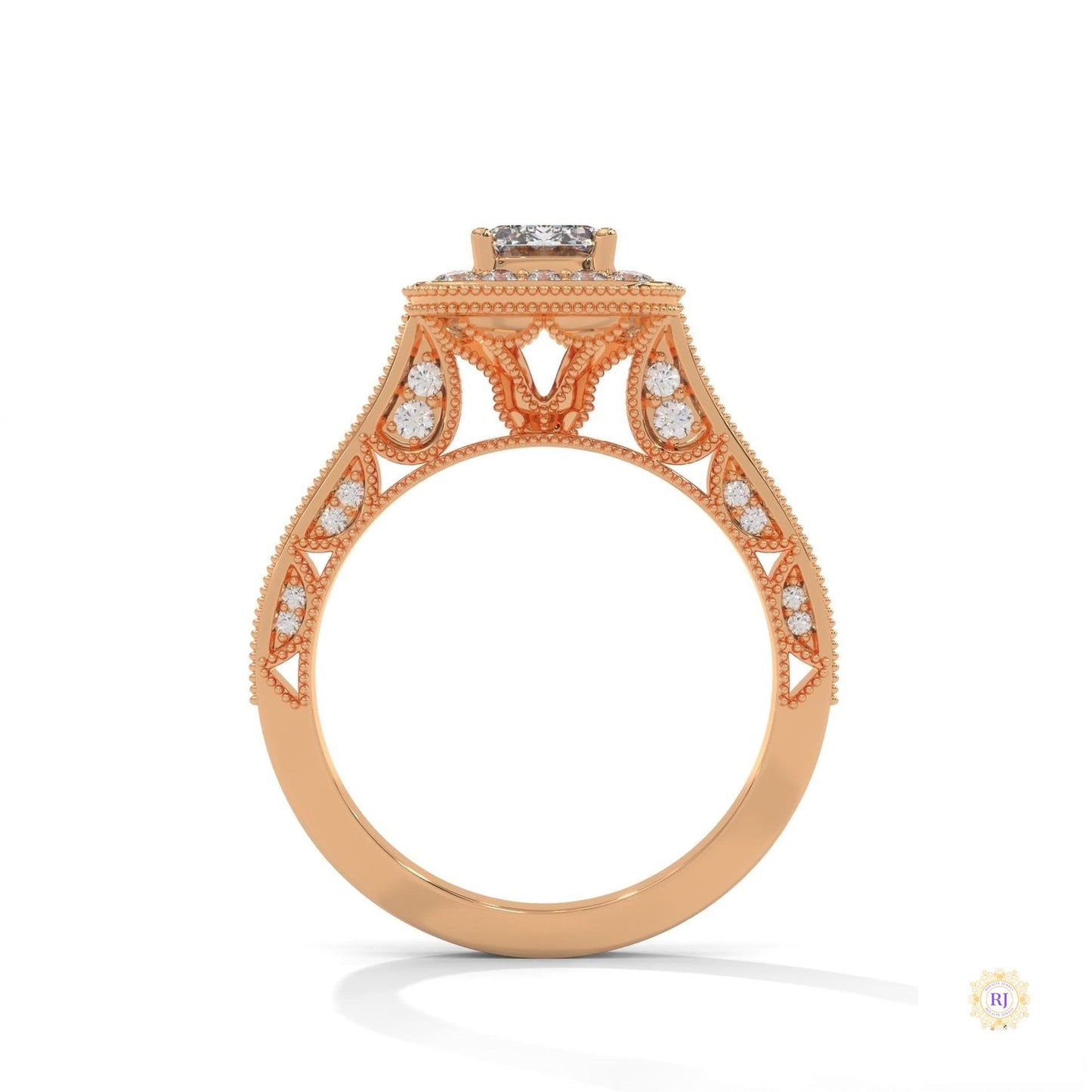 1.70 Ct. Emerald-Cut Halo Lab Diamond Ring