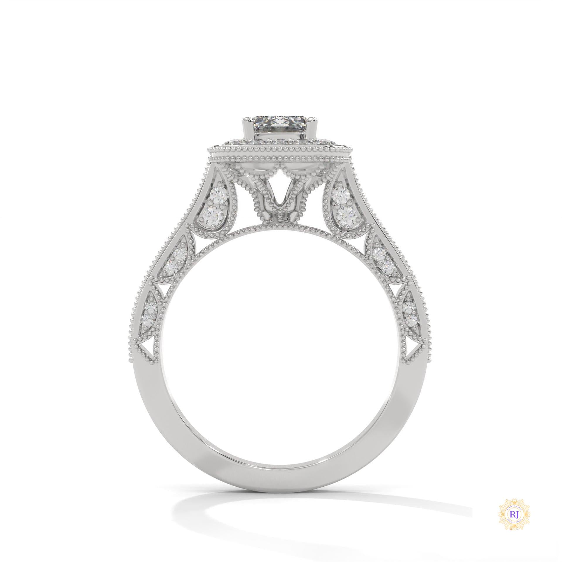 1.70 Ct. Emerald-Cut Halo Lab Diamond Ring