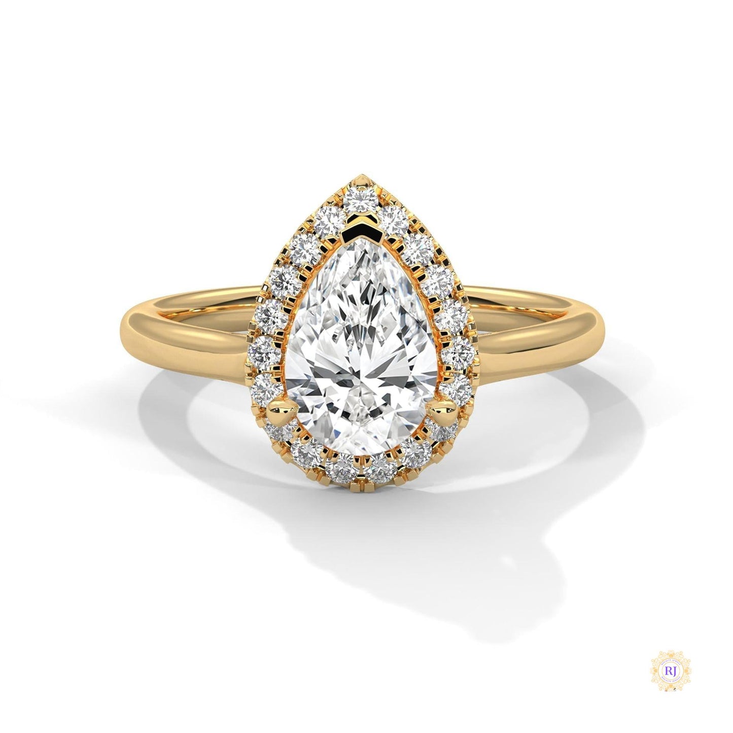 1.70 Ct. Pear Halo Lab Diamond Engagement Ring