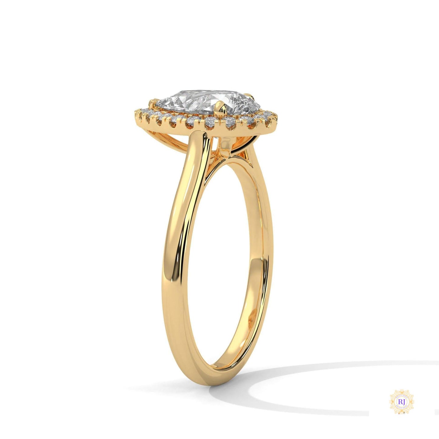 1.70 Ct. Pear Halo Lab Diamond Engagement Ring