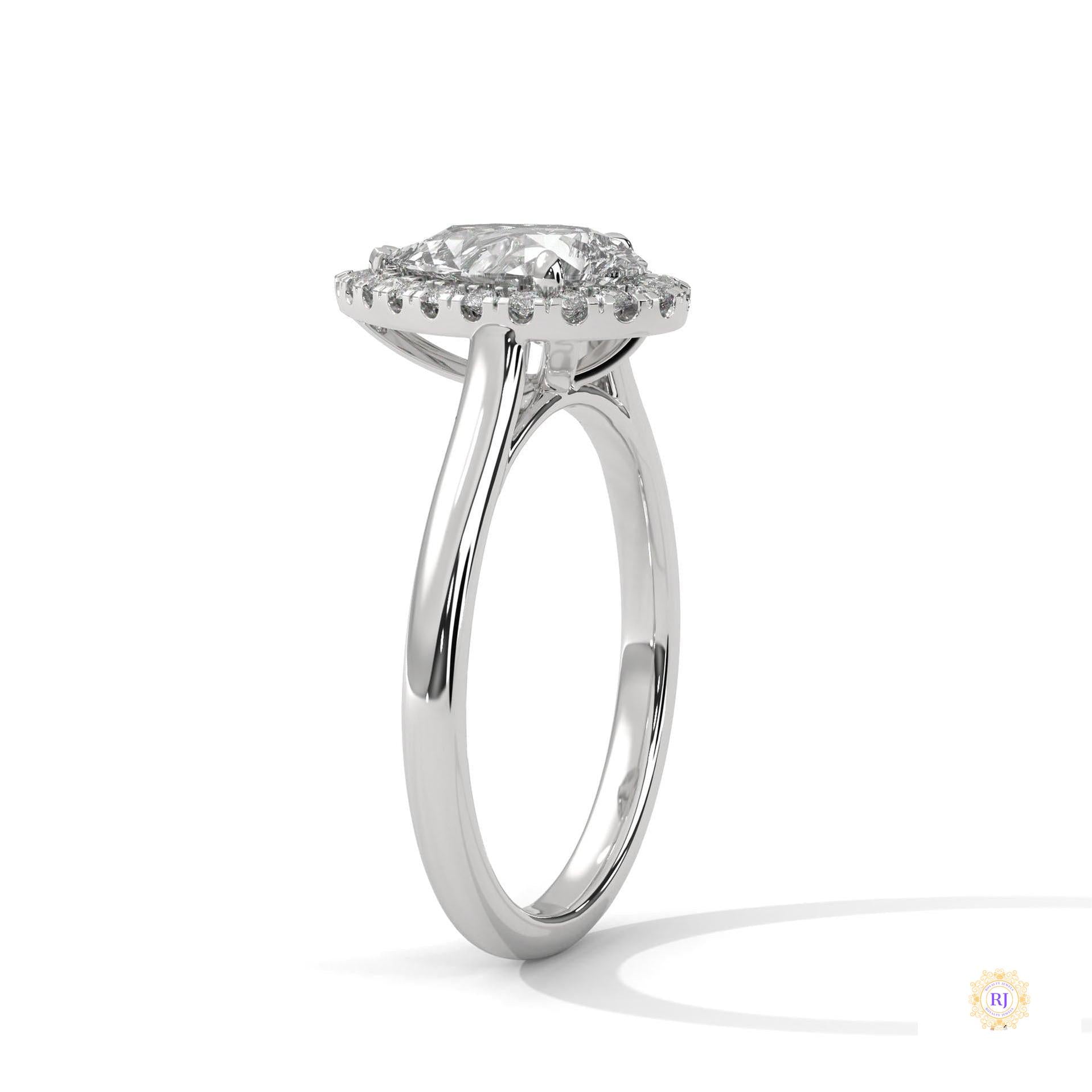 1.70 Ct. Pear Halo Lab Diamond Engagement Ring