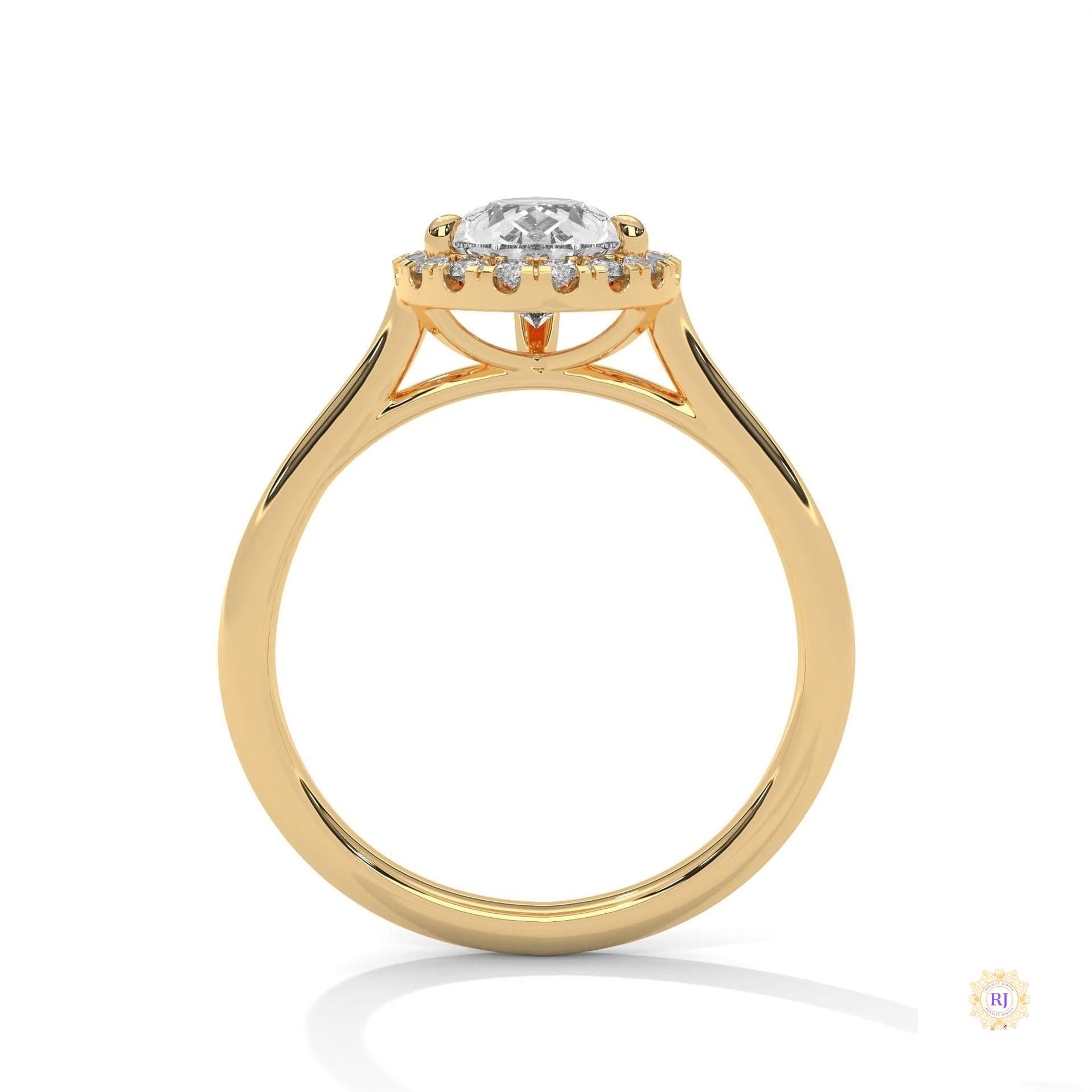 1.70 Ct. Pear Halo Lab Diamond Engagement Ring