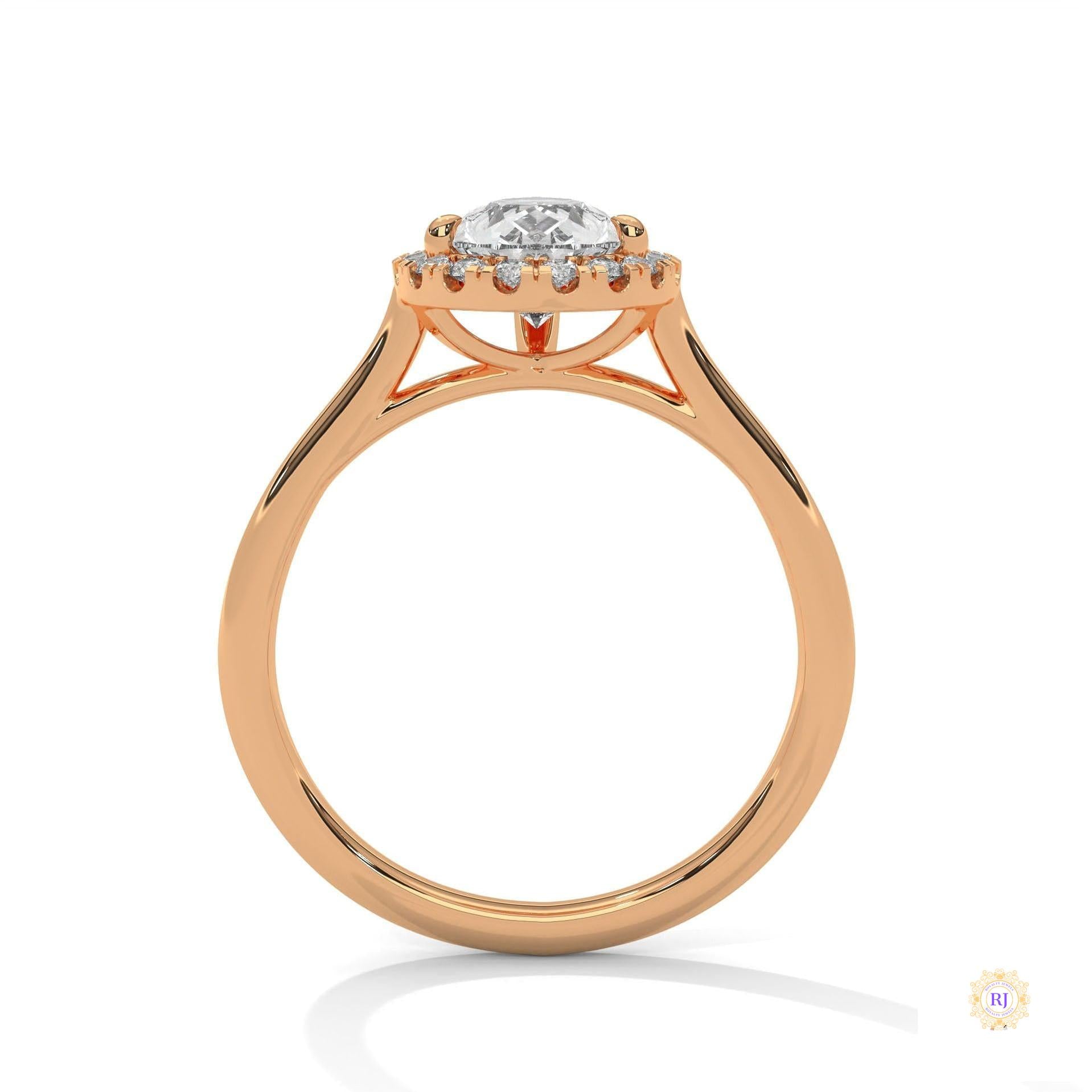 1.70 Ct. Pear Halo Lab Diamond Engagement Ring