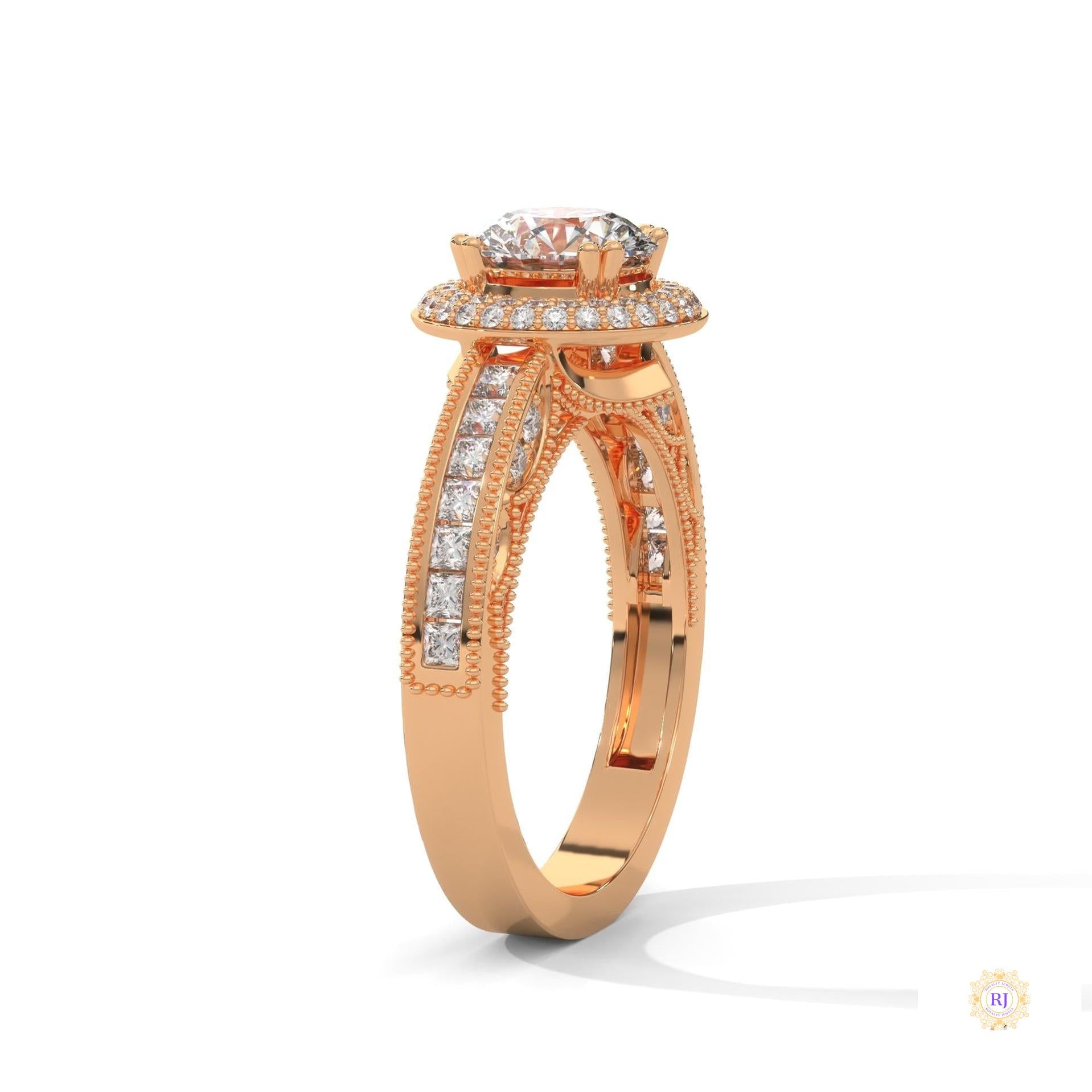 1.70 Ct. Round Halo Lab Diamond Engagement Ring