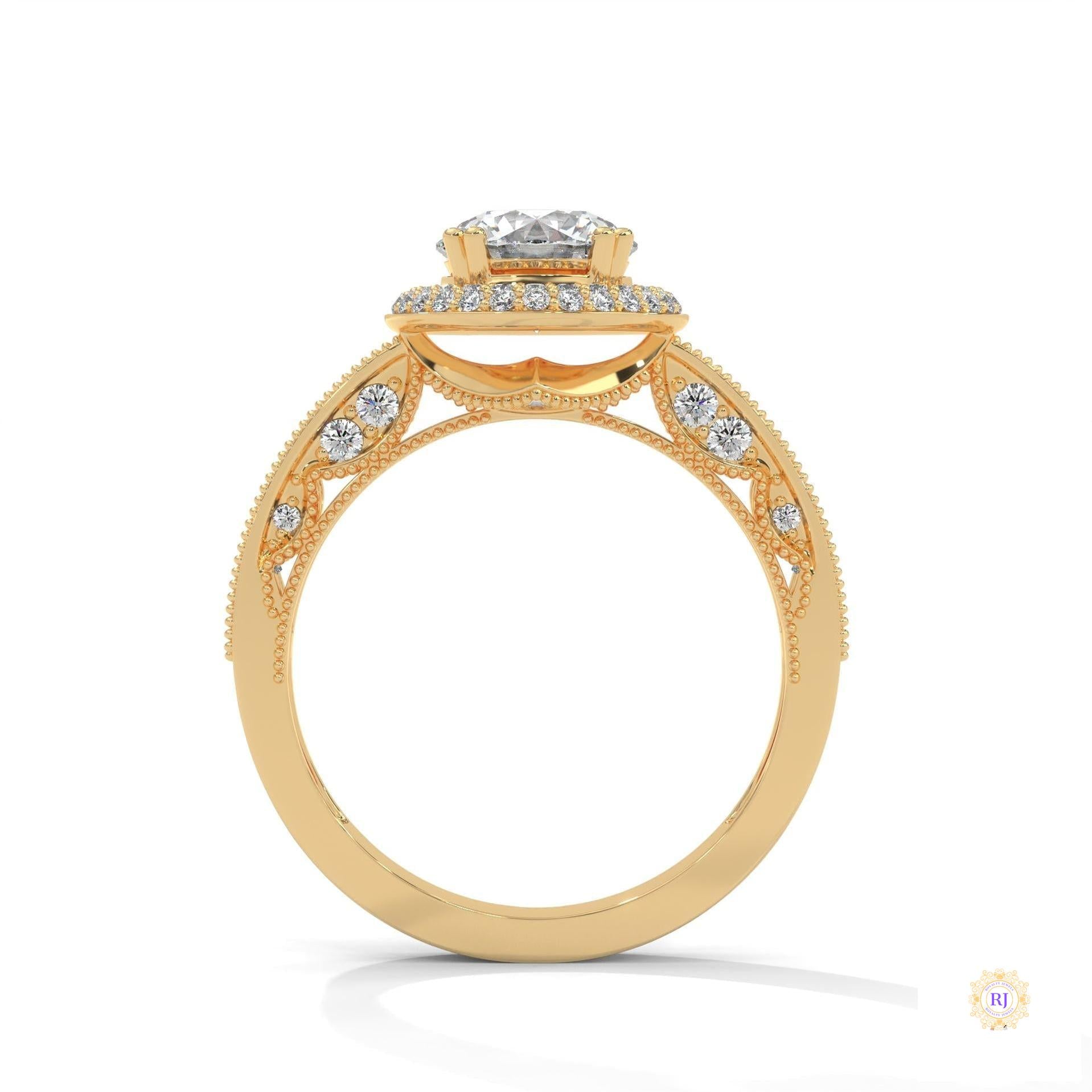 1.70 Ct. Round Halo Lab Diamond Engagement Ring